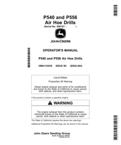 John Deere P540, P556 Air Hoe Drills (800101-) (North American) Operator's Manual (OMA133038)