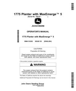 John Deere 1775 Planter with MaxEmerge 5 (795101-) (North American) Operator's Manual (OMA133292)