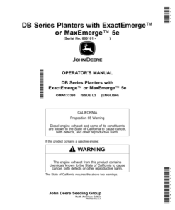 John Deere DB Series Planters with ExactEmerge or MaxEmerge 5e (800101-) (North American) Operator's Manual (OMA133393)
