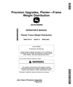 John Deere Planter Frame Weight Distribution (Worldwide Edition) Operator's Manual (OMA135774)