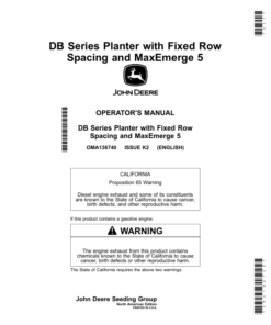 John Deere DB Series Planter with Fixed Row Spacing, MaxEmerge 5 (North American) Operator's Manual (OMA136740)