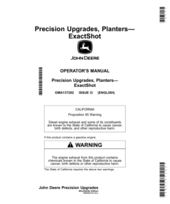 John Deere Precision Upgrades, Planters-ExactShot (Worldwide Edition) Operator's Manual (OMA137292)