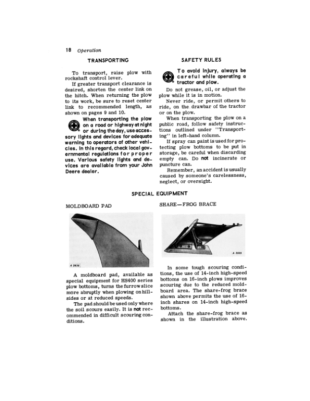 John Deere 415A, 416A Integral Moldboard Plows Operator's Manual (OMA13767) - Image 2