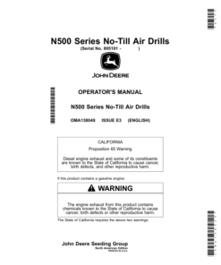 John Deere N500 Series No-Till Air Drills (805101-810100) (North American) Operator's Manual (OMA138049)
