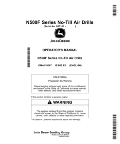 John Deere N500F Series No-Till Air Drills (805101-) (North American) Operator's Manual (OMA138067)