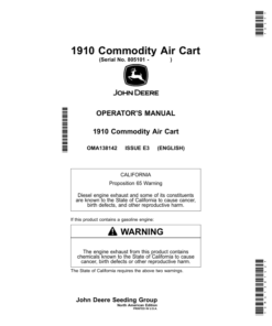 John Deere 1910 Commodity Air Cart (805101-) (North American) Operator's Manual (OMA138142)