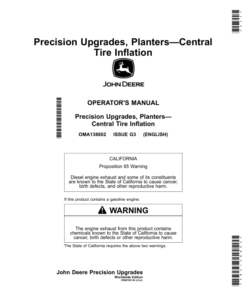 John Deere Precision Upgrades, Planters - Central Tire Inflation (710101-) (Worldwide Edition) Operator's Manual (OMA138802)