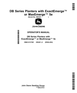 John Deere DB Series Planters with ExactEmerge or MaxEmerge 5e (805101-) (European Edition) Operator's Manual (OMA141376E)