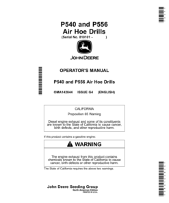 John Deere P540, P556Air Hoe Drills (Serial No. 810101-) (North American) Operator's Manual (OMA142844)