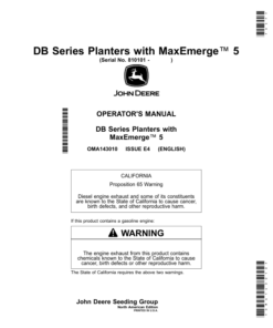 John Deere DB Series Planters with MaxEmerge 5 (810101-)(North American) Operator's Manual (OMA143010)