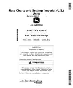 John Deere Rate Charts, Settings Imperial (U.S.) Units (810101-) (Worldwide Edition) Operator's Manual (OMA143066)
