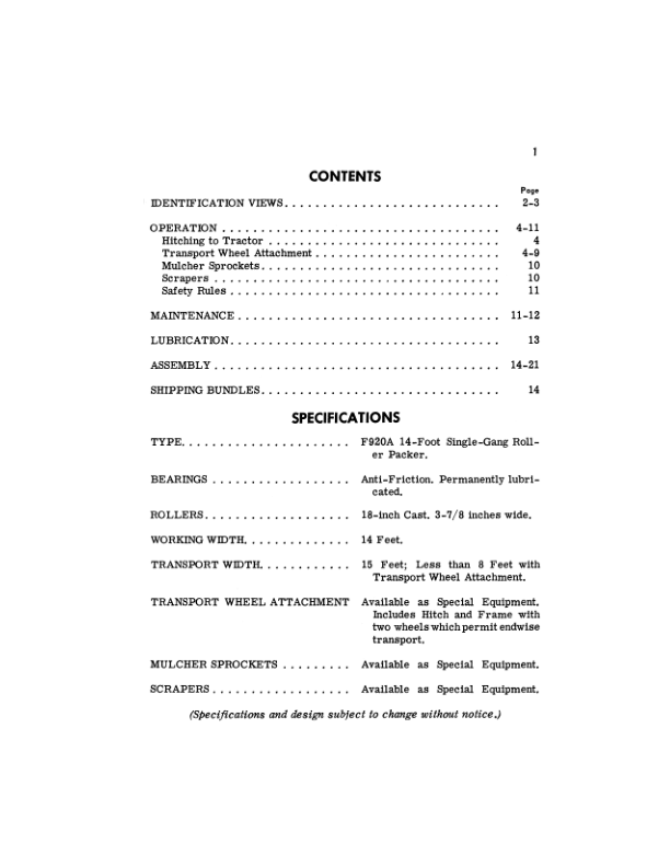 John Deere F920A Roller Packer Operator's Manual (OMA14826) - Image 2
