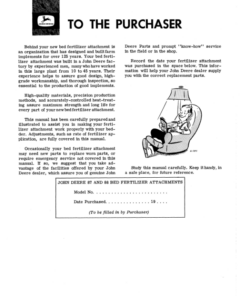 Alternative view of John Deere 87, 88 Fertilizer Attachments Operator's Manual (OMA15339)