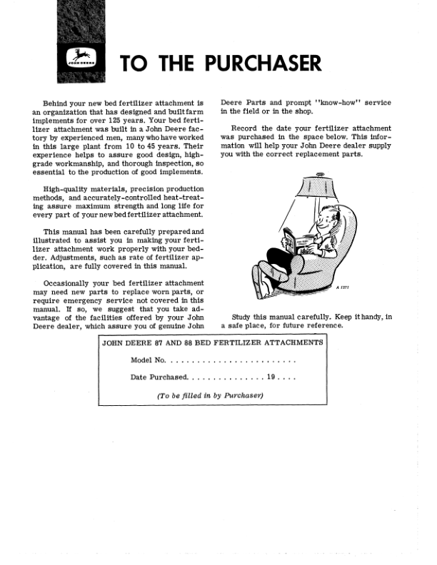 John Deere 87, 88 Fertilizer Attachments Operator's Manual (OMA15339) - Image 2