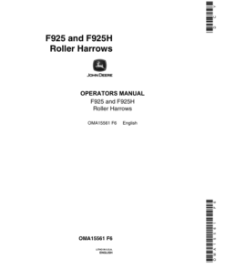 John Deere F925 , F925H Roller Harrows Operator's Manual (OMA15561)