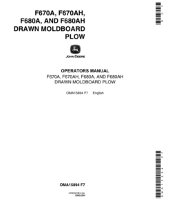 John Deere F670A, F670AH, F680A, F680AH Moldboard Plow Operator's Manual (OMA15894)