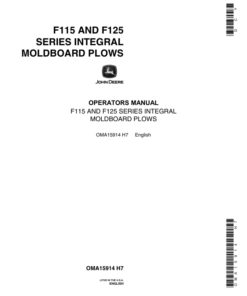 John Deere F115, F125 Series Integral Moldboard Plows Operator's Manual (OMA15914)