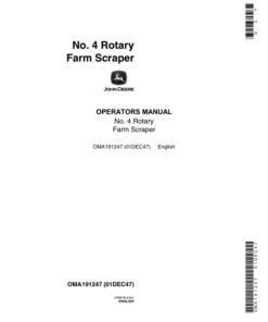 John Deere No. 4 Rotary Farm Scraper Operator's Manual (OMA191247)