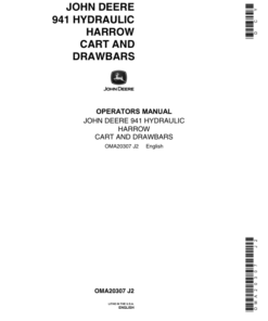 John Deere 941 Hydraulic Harrow Cart & Drawbars Operator's Manual (OMA20307)