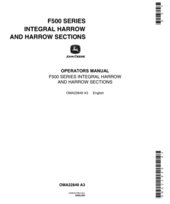 John Deere 500 Series Integral Harrow & Harrow Sections Operator's Manual (OMA22849)