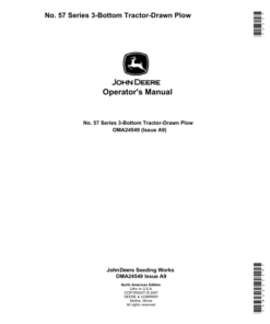 John Deere No.57 Series 3-Bottom Tractor - Drawn Plow (57, 57G, 57H, 57GH Plows) Operator's Manual (OMA24549)