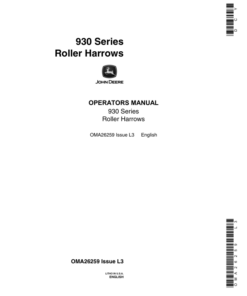 John Deere 930 Series Roller Harrows Operator's Manual (OMA26259)