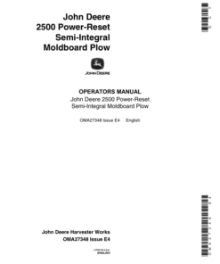 John Deere 2500 Power-Reset Semi-Integral Moldboard Plow Operator's Manual (OMA27348)