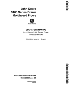John Deere 3100 Series Drawn Moldboard Plows Operator's Manual (OMA32060)