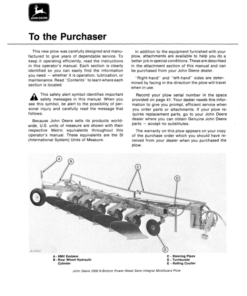 Alternative view of John Deere 2500 Power-Reset Semi-Integral Moldboard Plow Operator's Manual (OMA32896)
