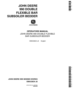 John Deere 990 Double Flexible Bar Subsoiler Bedder Operator's Manual (OMA33634)