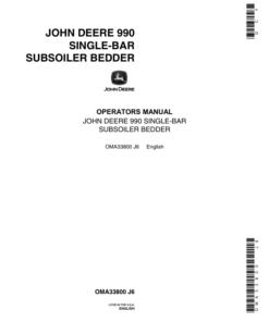 John Deere 990 Subsoiler Bedder Operator's Manual (OMA33800)