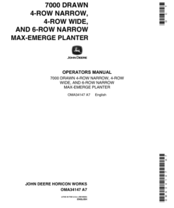 John Deere 7000 Drawn (Cotton & Corn) Planters 4RN, 4RW, 6RN Operator's Manual (OMA34147)