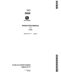 John Deere 111 Rigid Disk Operator's Manual (OMA34197)