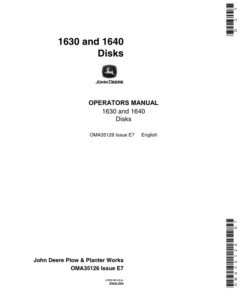 John Deere 1630, 1640 Disk Harrow Operator's Manual (OMA35126)