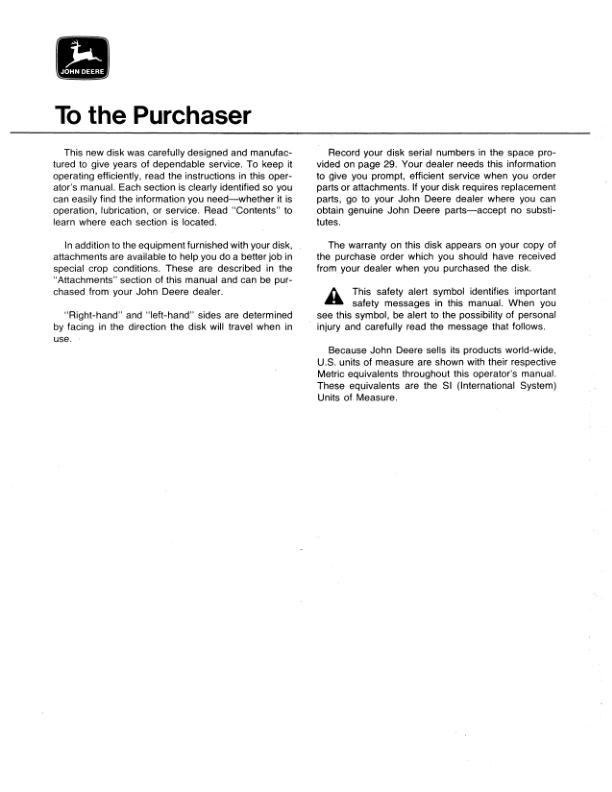 John Deere 1630, 1640 Disk Harrow Operator's Manual (OMA35126) - Image 2