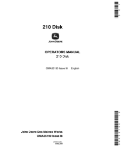 John Deere 210 Disk Operator's Manual (OMA35190)