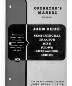 John Deere AB20, G20 Series Semi-Integral Tractor Disk Plows Operator's Manual (OMA35451)