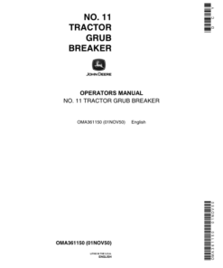 John Deere No. 11 Grub Breaker Operator's Manual (OMA361150)