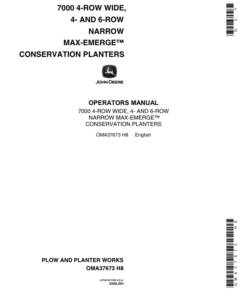 John Deere 7000 Drawn Conservation Planters 4-RW, 4-RN & 6RN Operator's Manual (OMA37673)
