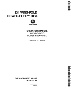 John Deere 331 Wing-Fold Power-Flex Disks Operator's Manual (OMA37759)