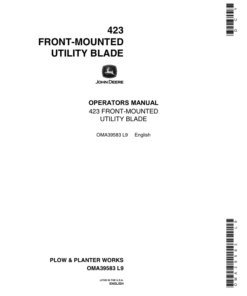 John Deere 423 Front Mounted Utility Blade Operator's Manual (OMA39583)