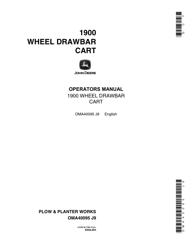 John Deere 1900 Drawbar Cart Operator's Manual (OMA40095)