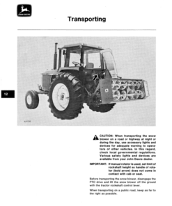Alternative view of John Deere 275 Rotary Snow Blower Operator's Manual (OMA41136)