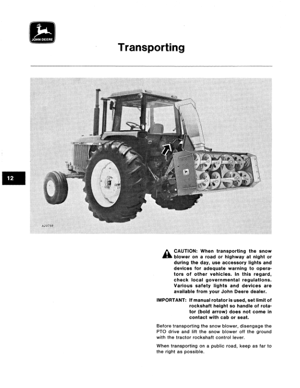 John Deere 275 Rotary Snow Blower Operator's Manual (OMA41136) - Image 2