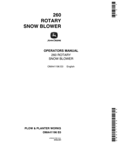 John Deere 260 Rotary Snow Blower Operator's Manual (OMA41196)