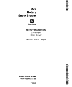 John Deere 270 Rotary Snow Blower Operator's Manual (OMA41254)