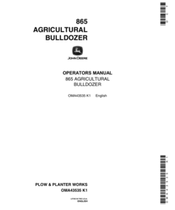 John Deere 865 AG Bulldozer Operator's Manual (OMA43535)