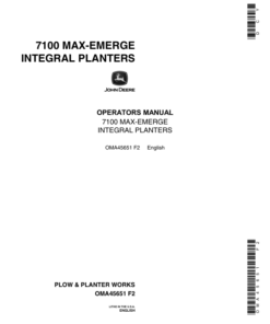 John Deere 7100 MaxEmerge Integral Planters Operator's Manual (OMA45651)