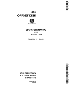 John Deere 455 Offset Harrow Disk Operator's Manual (OMA46594)