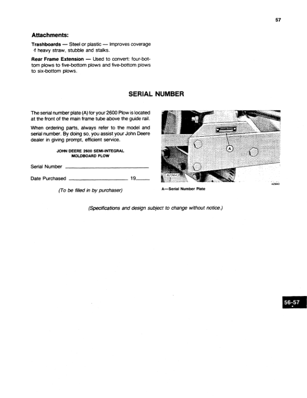 John Deere 2600 Semi-Integral Moldboard Plow Operator's Manual (OMA46844) - Image 2